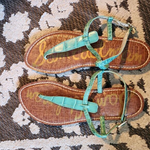Sam Edelman Blue and Brown Sandals with Strappy Design - Picture 1 of 5